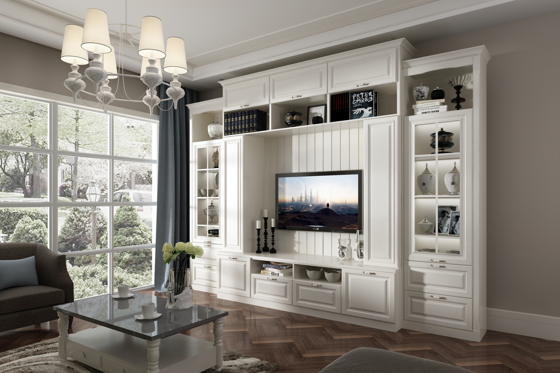 全鋁電視柜-02（風格：簡歐；顏色：黃橡）