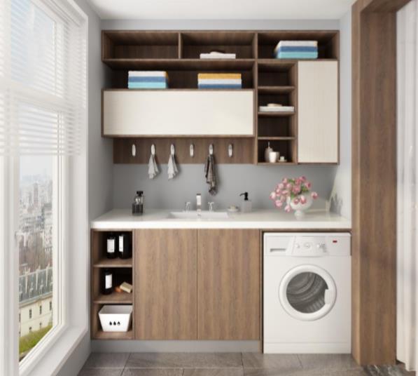 全鋁衛浴柜-03（風格：現代；顏色：胡桃暖白）